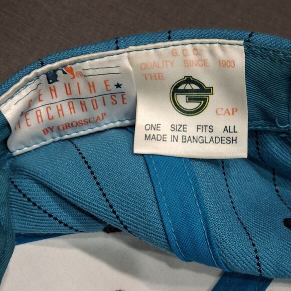 Florida Marlins Grosscap Vtg MLB Teal Black Strip Snapback Cap Under Visor Grey - Picture 6 of 6